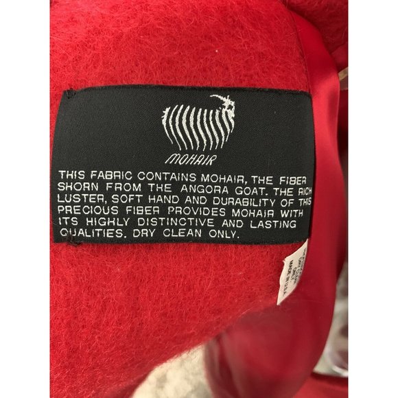 Vtg Leslie Fay Womens M/L Red Mohair Trench Coat Buttoned Front Pockets … - Picture 4 of 9